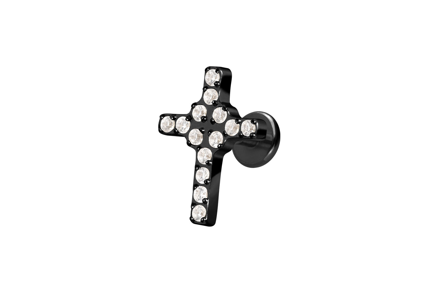 Titan Labret Piercing mit Innengewinde KRISTALLKREUZ